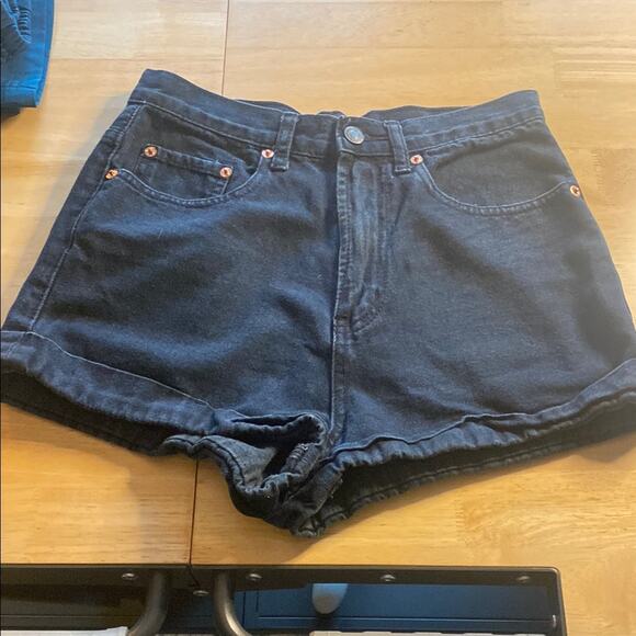 Forever 21 Dark Blue Jean Shorts High-Waisted Cuffed - Picture 1 of 4